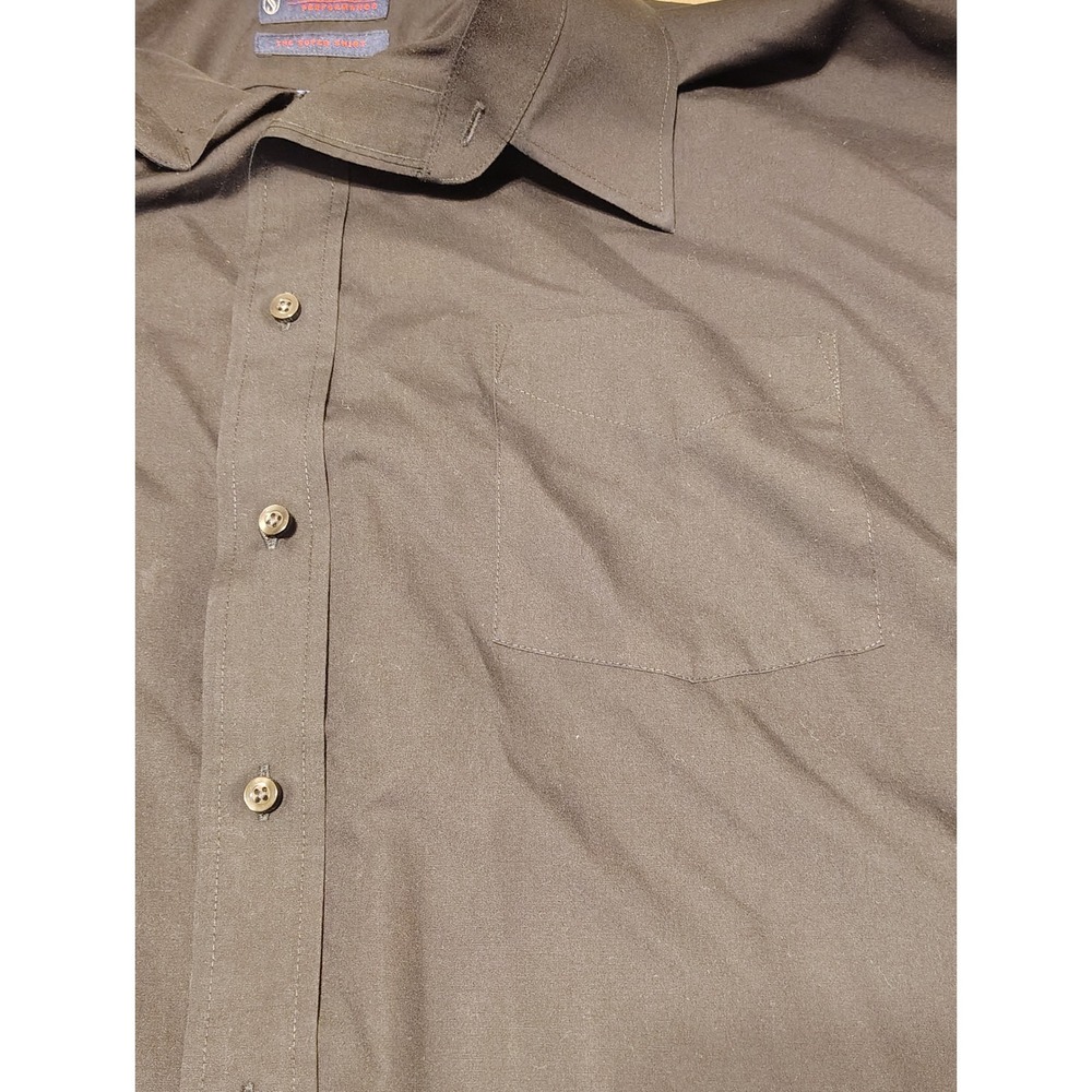 Stafford Performance Men Black Dress Shirt Big 19 34-35 The Super Shirt Cotton S - Picture 3 of 9